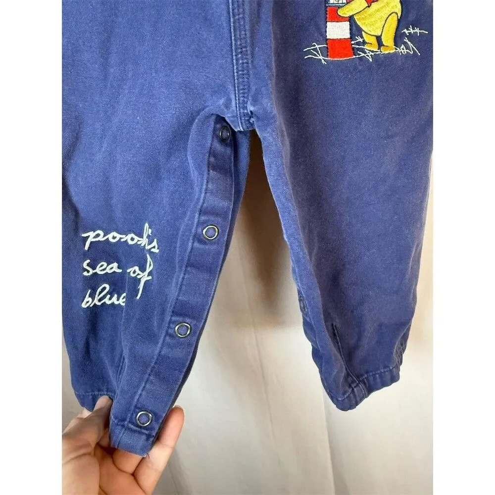 Disney Baby Winnie the Pooh & Tigger Blue Denim Overalls Snap Legs - Picture 5 of 14